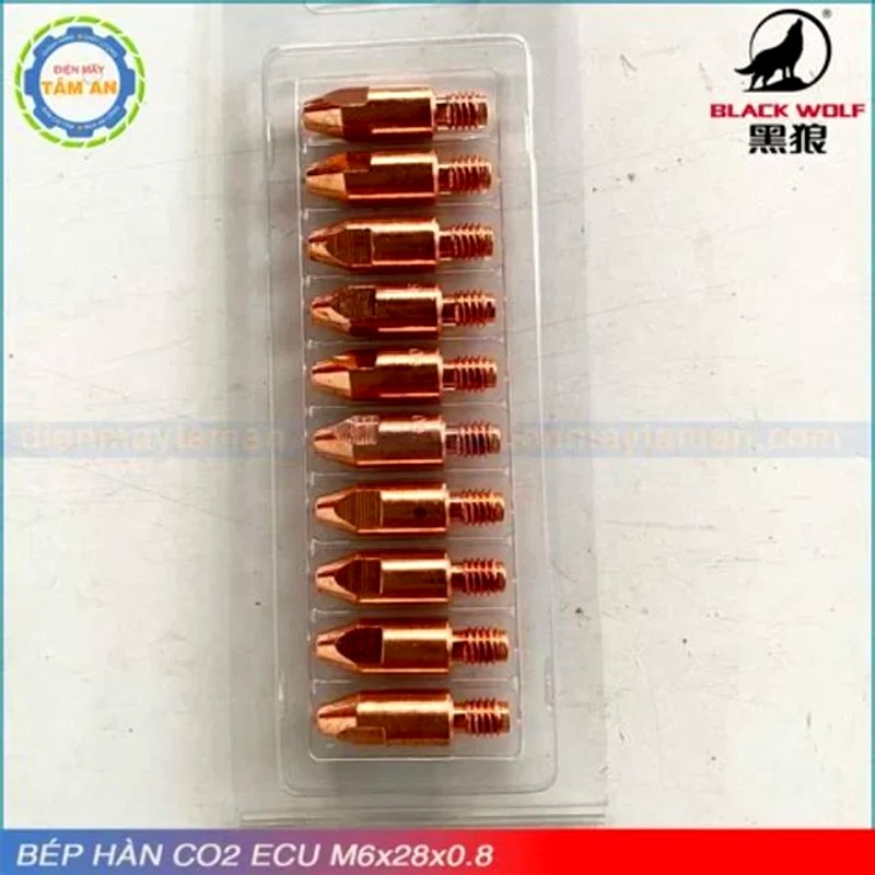Bép hàn CO2 M6x28x0.8 E-Cu Black Wolf
